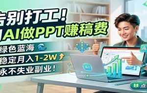 告别打工！用AI做PPT赚稿费，绿色蓝海，稳定月入1-2W，永不失业副业！