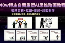 40w博主自我重塑AI思维动画教程,视频剪辑+抠图+音频+封面制作,接商单+独家精选收益
