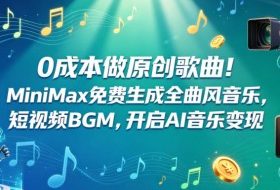 0成本做原创歌曲!MiniMax免费生成全曲风音乐,短视频BGM,开启AI音乐变现
