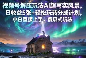 视频号解压玩法AI超写实风景,日收益5张+轻松玩转分成计划,小白直接上手,傻瓜式玩法