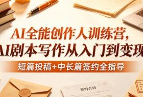 AI全能创作人训练营，AI剧本写作从入门到变现，短篇投稿+中长篇签约全指导