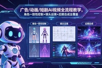 广告/动画/短剧AI视频全流程教学,角色一致性控制+镜头运镜+后期合成全覆盖
