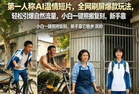 第一人称AI温情短片,全网刷屏爆款玩法,轻松引爆自然流量,小白一键照搬复刻,新手靠它稳步涨粉