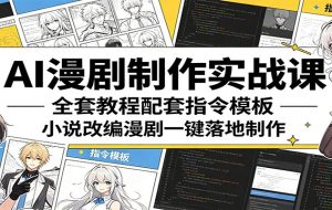 AI漫剧制作实战课：全套教程配套指令模板，小说改编漫剧一键落地制作
