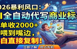 AI全自动代写商业标书，一单收2000+，饭喂到嘴边，小白直接复制