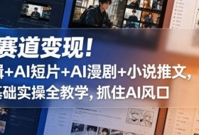 多赛道变现！剪辑+AI短片+AI漫剧+小说推文，零基础实操全教学，抓住AI风口