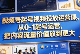 视频号起号视频投放运营课，从0-1起号运营，把内容流量价值放到更大