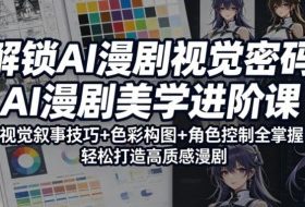 解锁AI漫剧视觉密码，AI漫剧美学进阶课，视觉叙事技巧+色彩构图+角色控制全掌握，轻松打造高质感漫剧