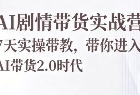 AI剧情带货实战营，7天实操带教，带你进入AI带货2.0时代