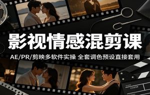 影视情感混剪课：AE/PR/剪映多软件实操，全套调色预设直接套用