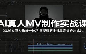 AI真人MV制作实战课:2026专属人物统一技巧,零基础起步批量高效产出成片