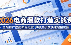 2026电商爆款打造实战课:全站推广搭配新品运营,多维度投放快速起量出圈