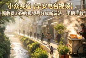 小众赛道【早安电台视频】，外面收费399的视频号分成新玩法，手把手教学