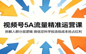 视频号5A流量精准运营课:拆解人群分层逻辑,微信豆科学投流低成本抢占红利