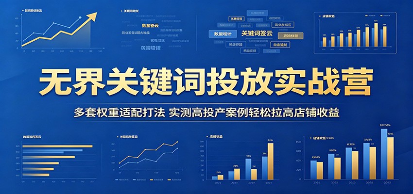无界关键词投放实战营:多套权重适配打法,实测高投产案例轻松拉高店铺收益 无界关键词投放实战营:多套权重适配打法,实测高投产案例轻松拉高店铺收益