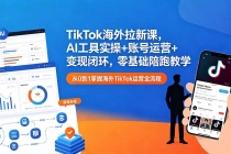 TikTok海外拉新课,AI工具实操+账号运营+变现闭环,零基础陪跑教学