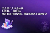 公众号个人IP全体系:AI提效+一键排版+精准引流+爆文选题,稳在流量池不掉池秘诀