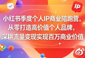 小红书季度个人IP商业陪跑营,从零打造高价值个人品牌,深耕流量变现实现百万商业价值