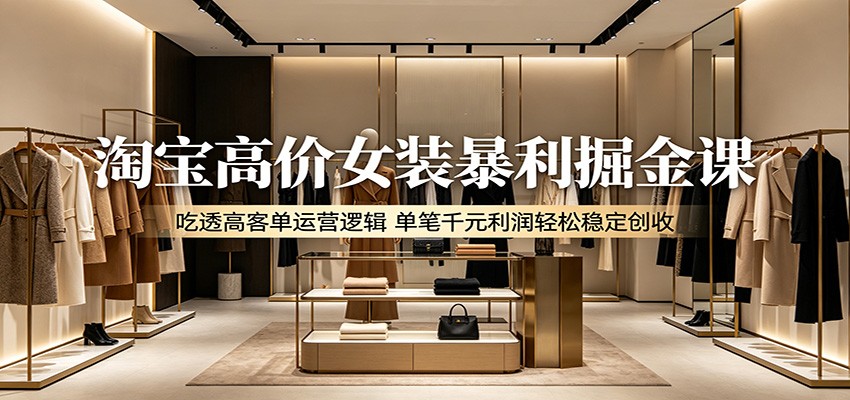 淘宝高价女装暴利掘金课:吃透高客单运营逻辑,单笔千元利润轻松稳定创收 淘宝高价女装暴利掘金课:吃透高客单运营逻辑,单笔千元利润轻松稳定创收