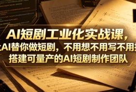 AI短剧工业化实战课，让AI替你做短剧，不用想不用写不用拍，搭建可量产的AI短剧制作团队