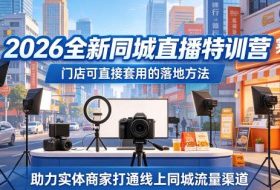 2026全新同城直播特训营,门店可直接套用的落地方法,助力实体商家打通线上同城流量渠道