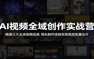 AI视频全域创作实战营:精通三大主流视频品类,简化制作流程实现高效批量出片