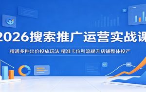 2026搜索推广运营实战课：精通多种出价投放玩法，精准卡位引流提升店铺整体投产