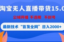 淘宝无人直播带货15.0,不封号,不违规,公域玩法,首发全网日入2000+