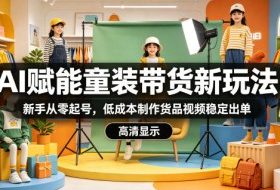 AI赋能童装带货新玩法,新手从零起号,低成本制作货品视频稳定出单