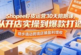 Shopee虾皮运营30天陪跑课，从开店实操到爆款打造，稳步撬动跨境店铺盈利增收