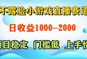 不露脸小游戏直播赛道,日收益500-1k+,可全自动AI玩,可脚本玩,可真人玩,项目稳定,上手快【揭秘】