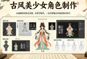 古风美少女角色制作，从建模到渲染全流程，手把手教学，一站式掌握古风角色制作技巧