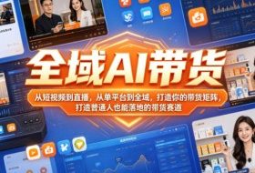 全域AI带货，从短视频到直播，从单平台到全域，打造你的带货矩阵，打造普通人也能落地的带货赛道