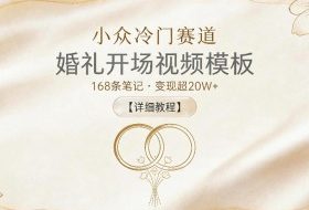 小众冷门赛道，婚礼开场视频模板，168条笔记，变现超20W+【详细教程】