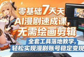 零基础7天AI漫剧速成课,无需绘画剪辑,全套工具落地教学,轻松实现漫剧账号稳定变现