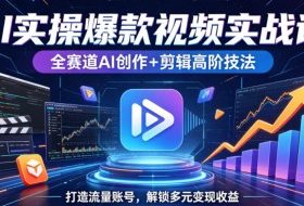 AI实操爆款视频实战课,全赛道AI创作+剪辑高阶技法,打造流量账号,解锁多元变现收益