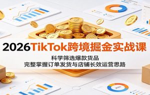 2026TikTok跨境掘金实战课:科学筛选爆款货品,完整掌握订单发货与店铺长效运营思路