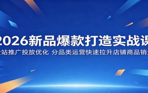 2026新品爆款打造实战课:全站推广投放优化,分品类运营快速拉升店铺商品销量