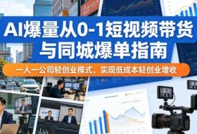 AI爆量从0-1短视频带货与同城爆单指南，一人一公司轻创业模式，实现低成本轻创业增收