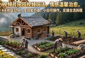 视频号田园视频玩法，情感温馨治愈，4天收益3294，变现能力强，小白可操作，实操全流程拆解