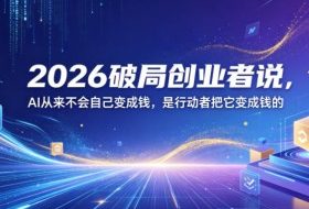 2026破局创业者说，AI从来不会自己变成钱，是行动者把它变成钱的【文档】