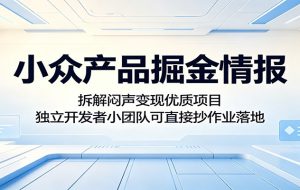 小众产品掘金情报：拆解闷声变现优质项目，独立开发者小团队可直接抄作业落地