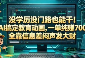 没学历没门路也能干！用AI搞定教育动画，一单纯賺700+，全靠信息差闷声发大财【揭秘】