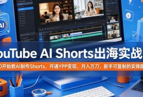 YouTube AI Shorts出海实战营，从0开始教AI制作Shorts，开通YPP变现，月入万刀，新手可复制的实操路径