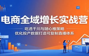 电商全域增长实战营:吃透千川与随心推策略,优化投产数据打造可复制直播体系