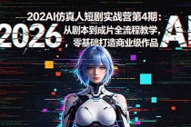 2026AI仿真人短剧实战营第4期：从剧本到成片全流程教学，零基础打造商业级作品