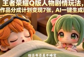 王者荣耀Q版人物剧情玩法，2条作品分成计划变现7张，AI一键生成即可