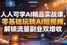 人人可学AI精品实战课，零基础玩转AI短视频，解锁流量副业双增收