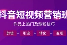抖音短视频运营班，一门课学会作品上热门及涨粉技巧，引流转化剪辑变现（2026年5月）