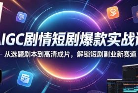 AIGC剧情短剧爆款实战课，从选题剧本到高清成片，解锁短剧副业新赛道
